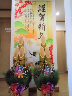 和風の装飾がある廊下