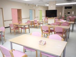 ピンクの椅子の食堂