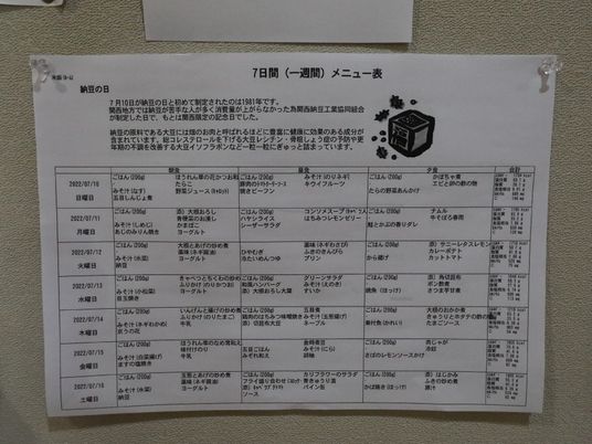 掲示物のメニュー表