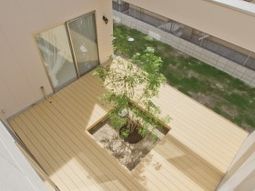 緑豊かな中庭の角度