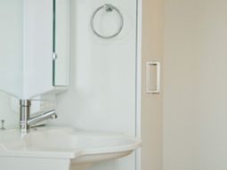 清潔な洗面台の一角