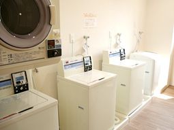清潔な洗濯機並ぶ部屋