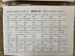週間献立表の掲示物