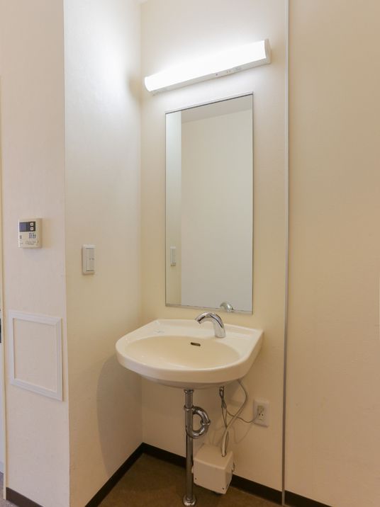 洗面所の壁と手すり