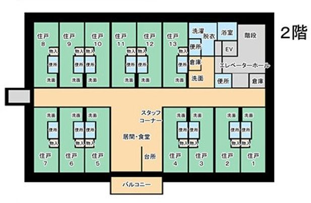 施設の間取り図2階