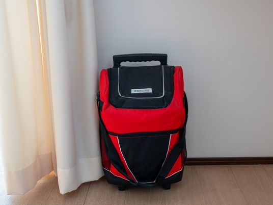 赤いカートバッグがある部屋