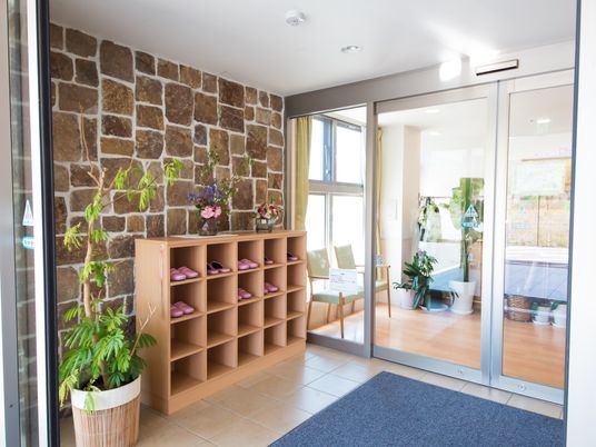 エントランスの植物と靴箱