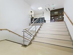 明るく広々とした階段