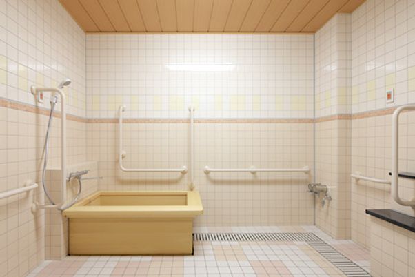 手すり付きの浴室