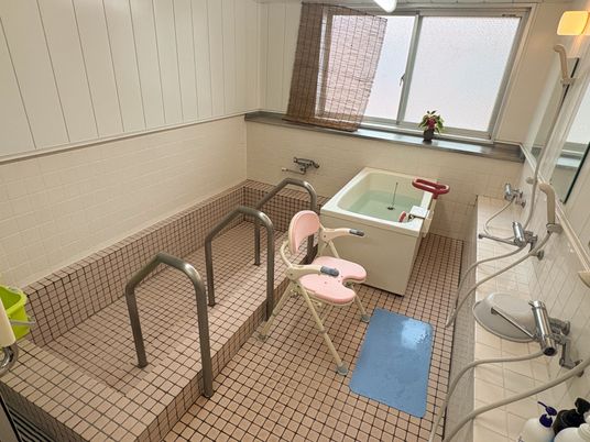 手すり付き浴室  