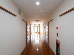 明るい廊下と木目の床