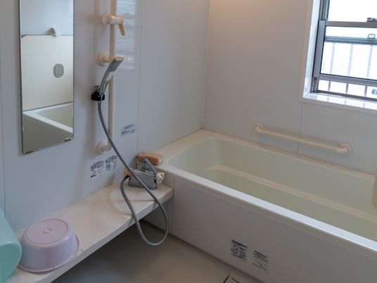 バリアフリーの清潔な浴室