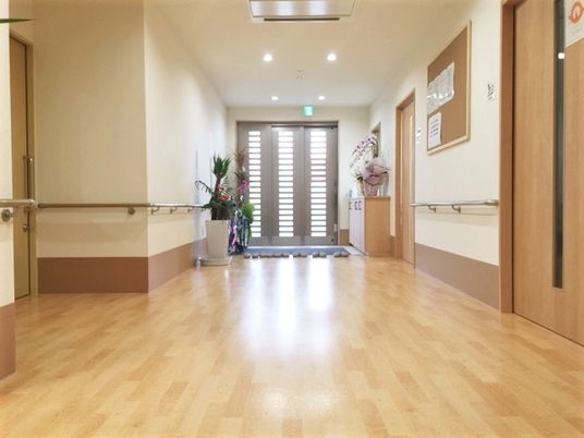 明るく広々とした廊下