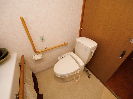 手すり付きの清潔なトイレ