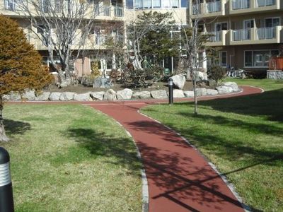 ゆったり中庭の散策路