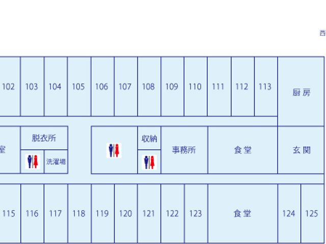 部屋番号配置図 フロント わかりやすい部屋配置図で、目的の場所をスムーズに見つけられます。