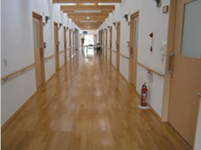 木製の床が美しい廊下 廊下 木目調の温かみを感じる廊下です。自然光が差し込み、明るい雰囲気を提供しています。