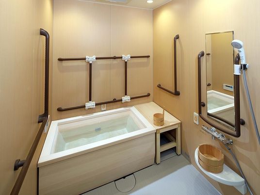 手すり付き清潔な浴室