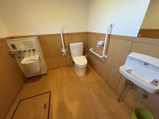 明るい設備のトイレ