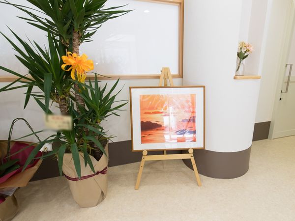 廊下の植物と絵画