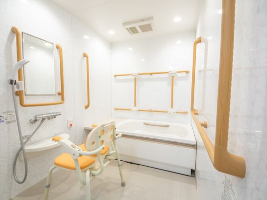 手すり付き清潔な浴室