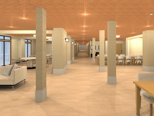 広い共有スペースの内観