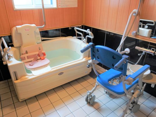 介護用の設備整った浴室