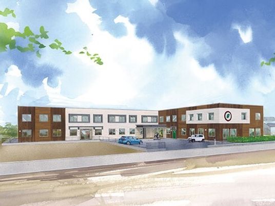 明るい外観の施設全体図