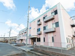 ピンクの建物の外観