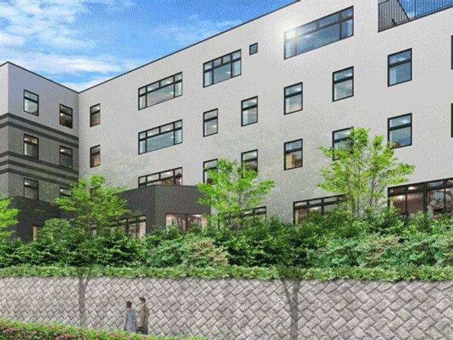 現代的なデザインの外観 外観 緑豊かな環境に囲まれた施設の外観で、心地よい日々を送るためのスタート地点となります。明るく開放的な印象が、新しい仕事への期待を高めてくれることでしょう。