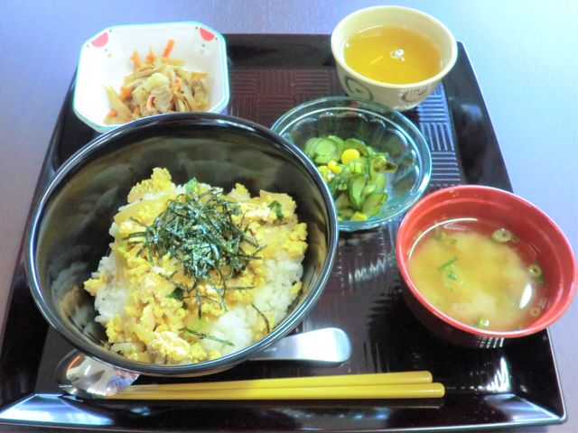 和食の食事セット 食事例 栄養バランスを考えた和食の食事です。見た目にも鮮やかで、食欲をそそる一皿が用意されています。