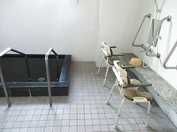 手すり付きの安全な浴室