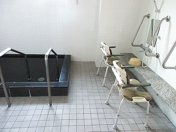 手すり付きの安全な浴室