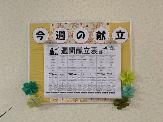 今月の食事メニュー掲示物