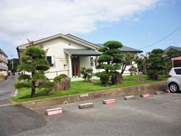緑の庭園がある明るい建物
