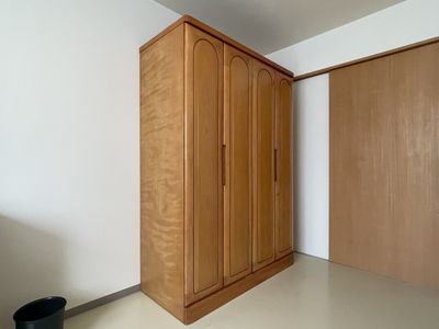 天然木製の明るいクローゼット