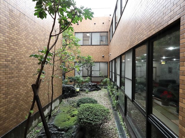 中庭の緑と建物