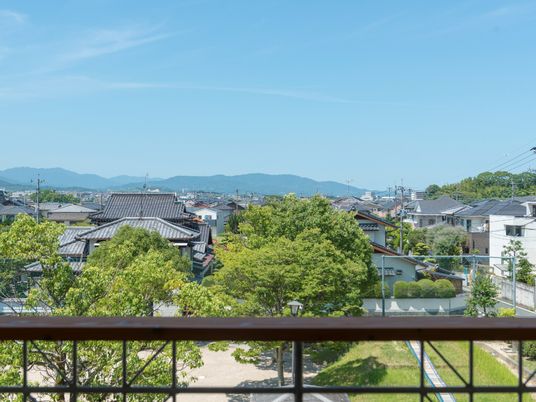 中庭の景色が広がる風景