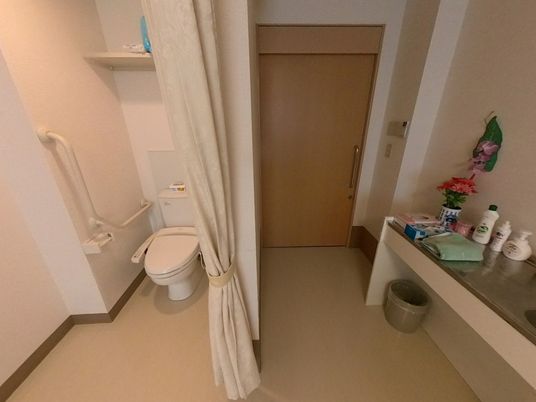 手すり付き清潔な浴室