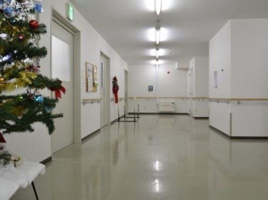 クリスマス装飾のある廊下