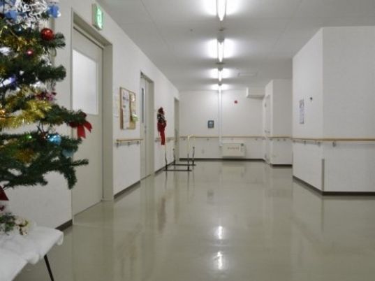 クリスマス装飾のある廊下