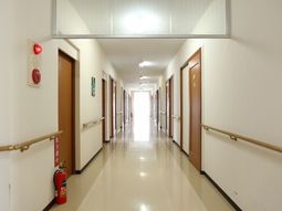 清潔感ある廊下の全景