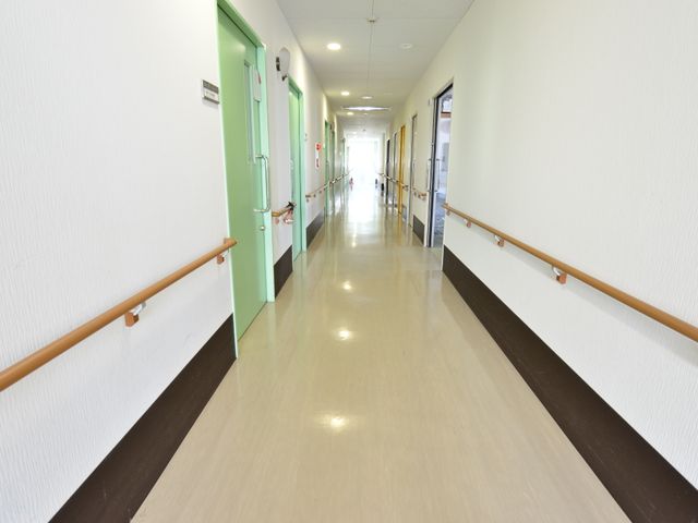 清潔感のある廊下 廊下 手すりが整備された広々とした通路です。明るく開放的な環境で、安全に移動いただけます。