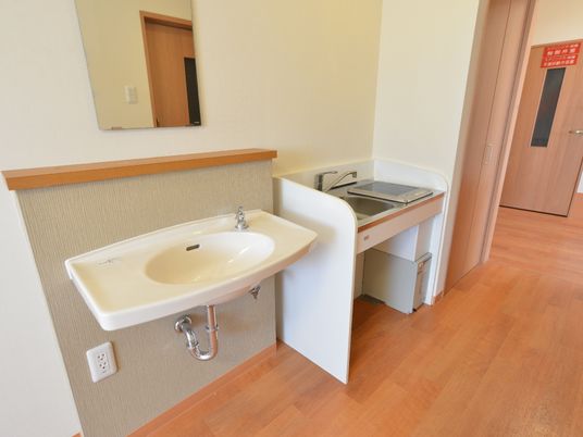 清潔な洗面台とキッチン