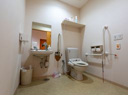 手すり完備のトイレ空間