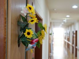 廊下に飾られた花の装飾