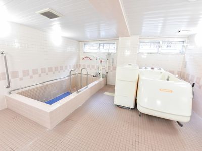 手すり付き清潔な浴室