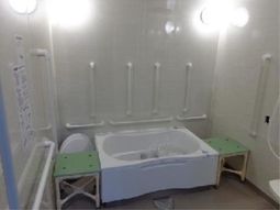 手すり付き清潔な浴室