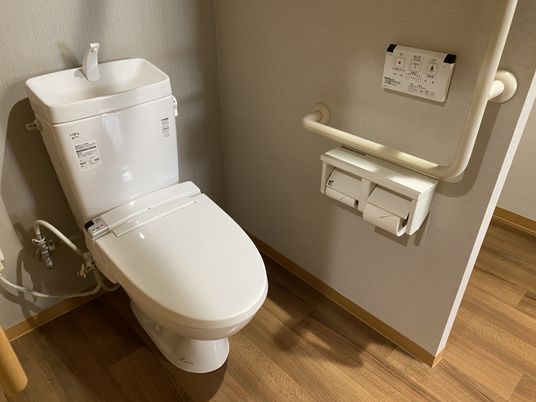 手摺付きの清潔なトイレ