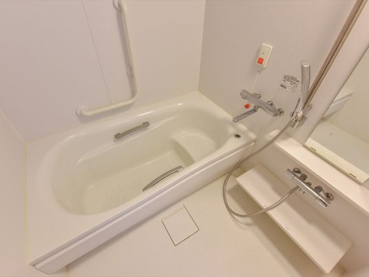 手すり付き清潔な浴室